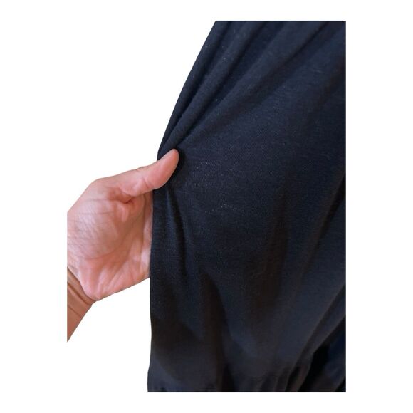 K29 Free People Beach Langley Black Ruffle Shoulder Maxi Dress S Linen Blend - Picture 10 of 10